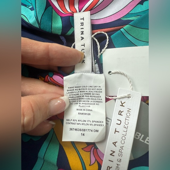 NWT Trina Turk Pink and Blue Bikini Bottoms, Size 14 - Picture 4 of 5